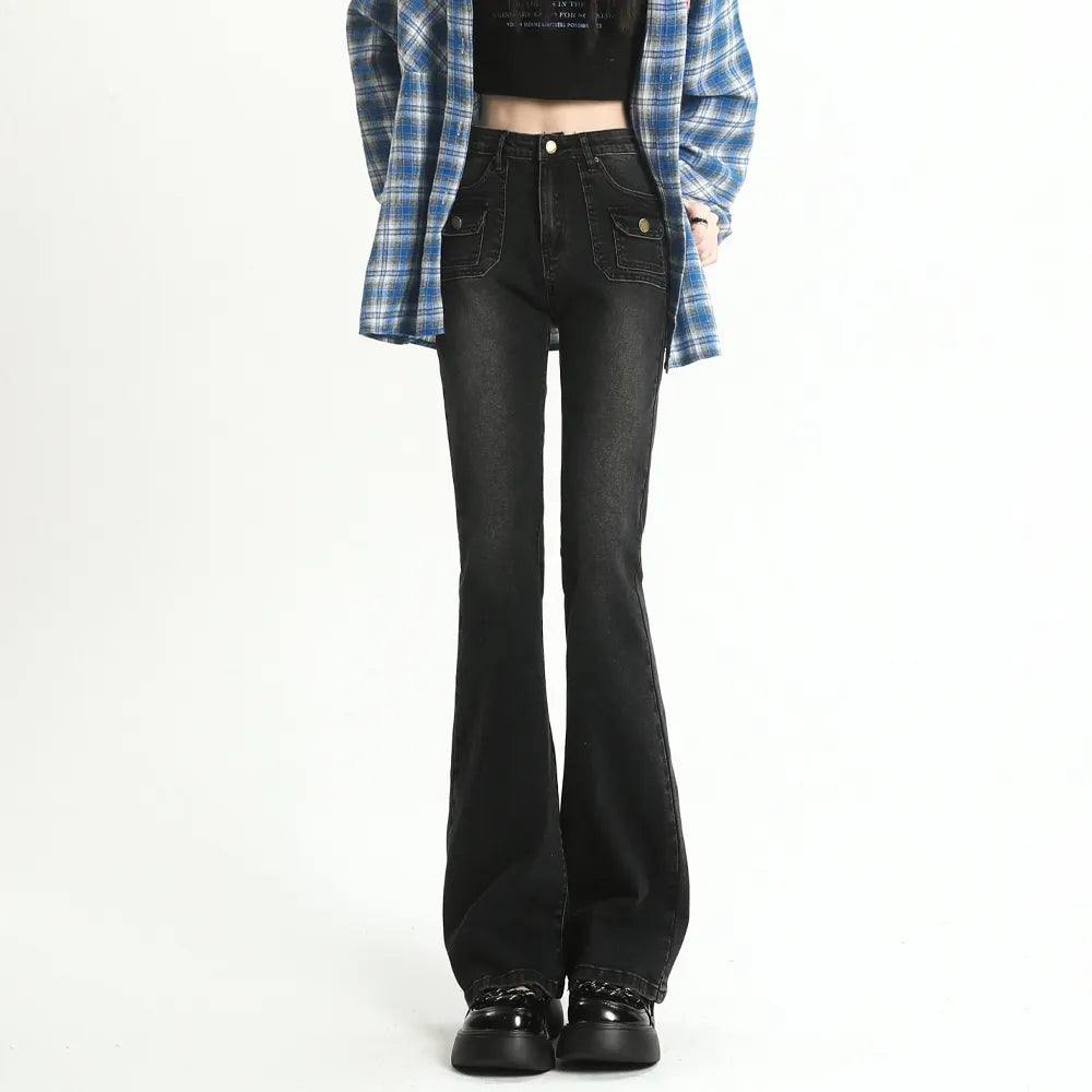 High Waist Denim Trousers