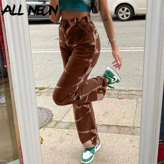Vintage Tie Dye High Waist Jeans