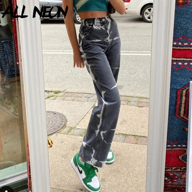 Vintage Tie Dye High Waist Jeans