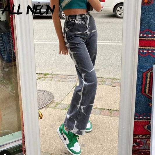 Vintage Tie Dye High Waist Jeans
